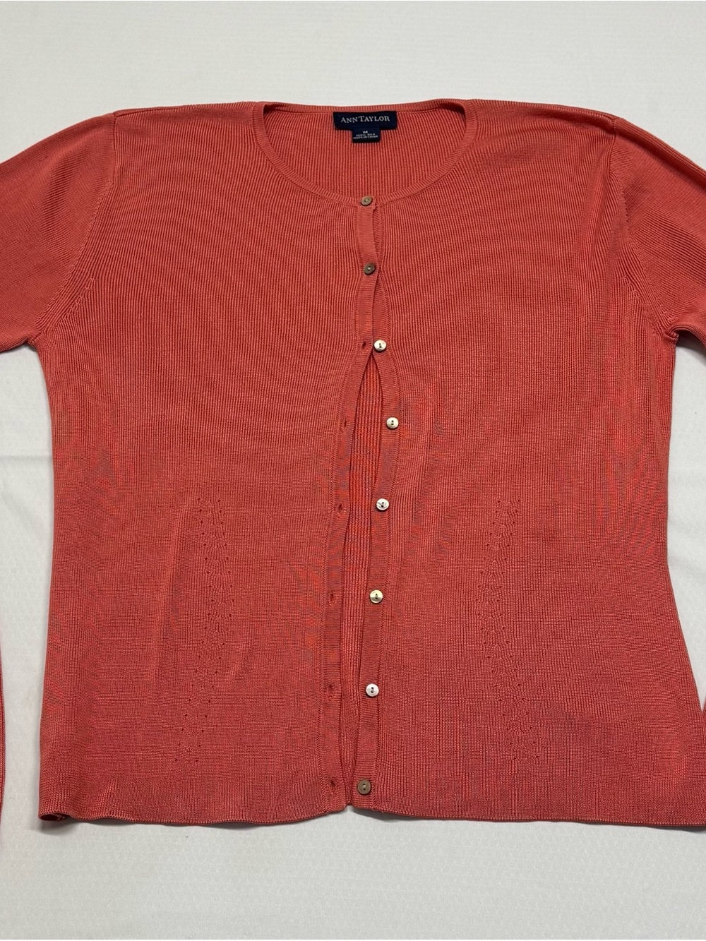Vintage Ann Taylor Coral Button-Front Women's Sweater Medium